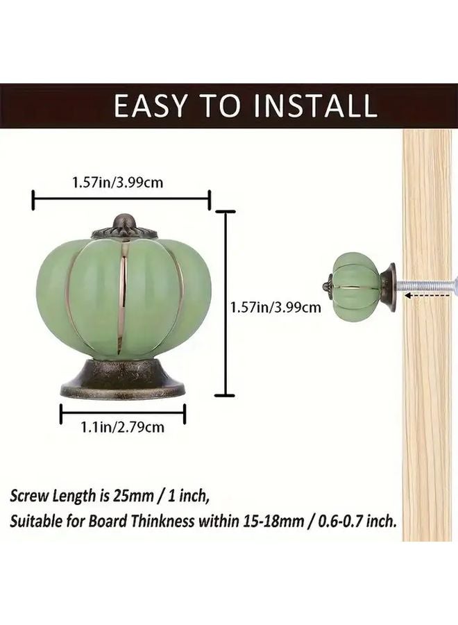 12Pcs Retro Green Pumpkin Ceramic Cabinet Drawer Handles Modern Minimalist Home Wardrobe - Image 2